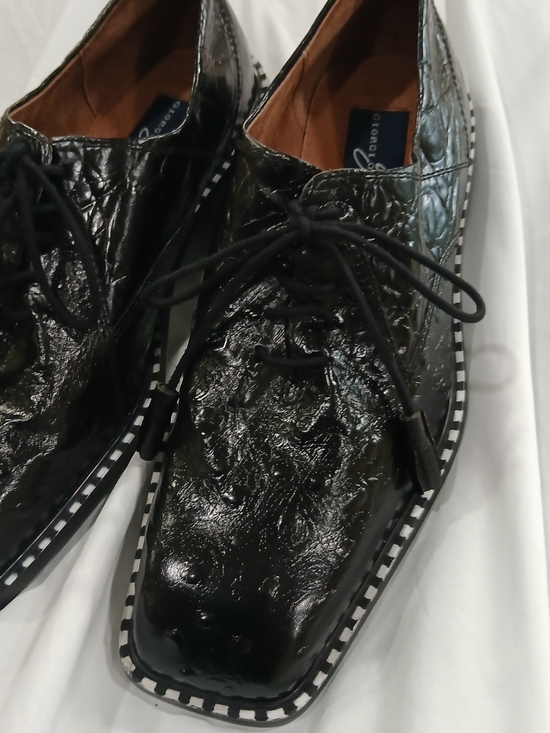 Giorgio Brutini Glossy Black Lace-Up Derby with Contrast Trim main image 10